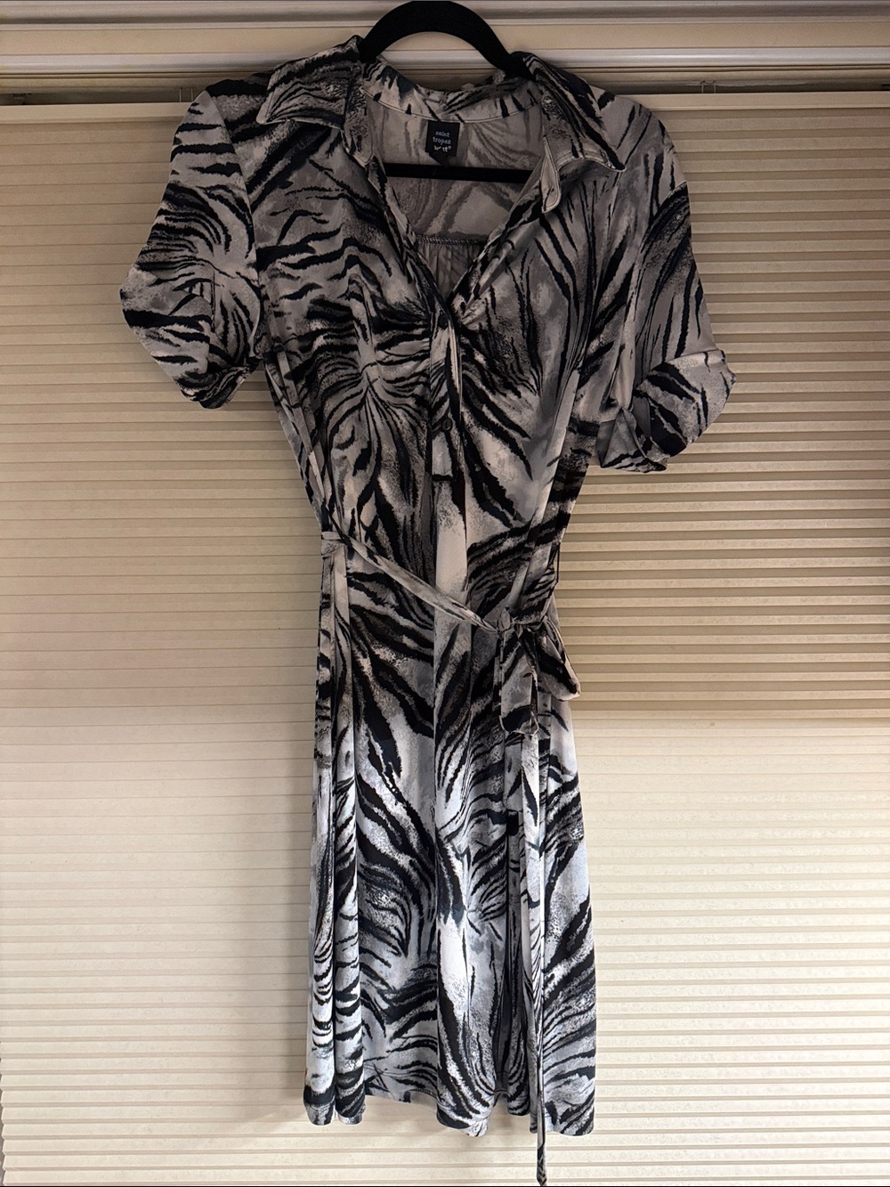 Saint Tropez West Black and White Zebra-Print Dress